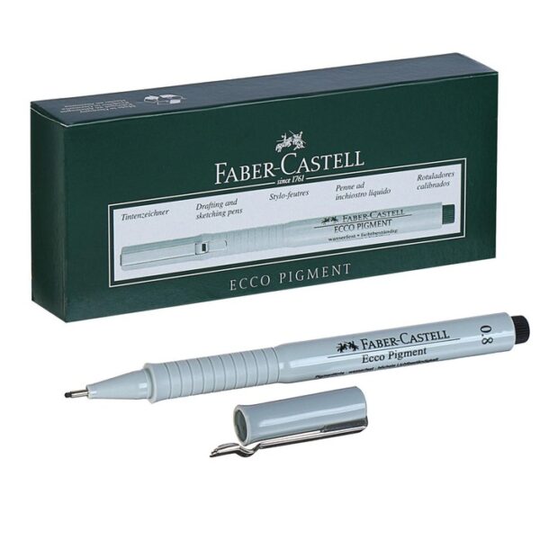 Ручка капиллярная для черчения и рисования Faber-Castell линер Ecco Pigment 0.8 мм, пигментная, чёрная, 166899